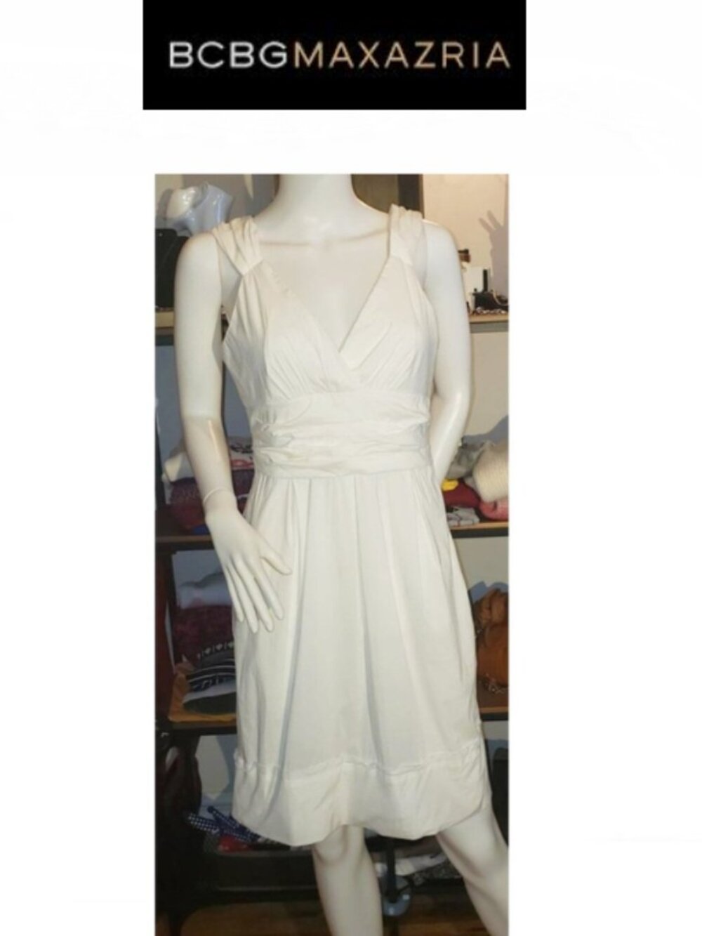 BCBG Max Azria white summer fit and flare dress